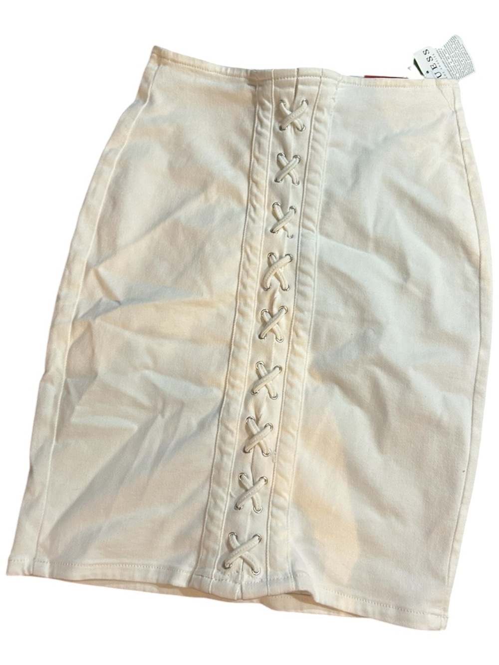 Guess White Lace-Up Front Pencil Skirt